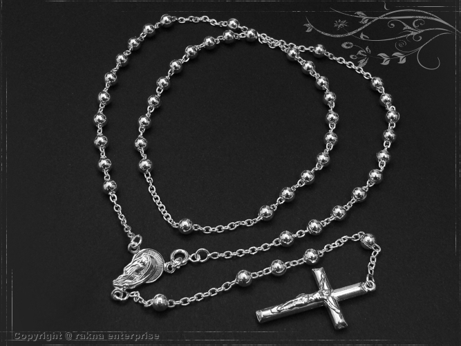 Vinani Y-Kette Rosenkranz Mutter Gottes Kreuz glänzend 925 Sterling Silber  Kugeln 2YKM 
